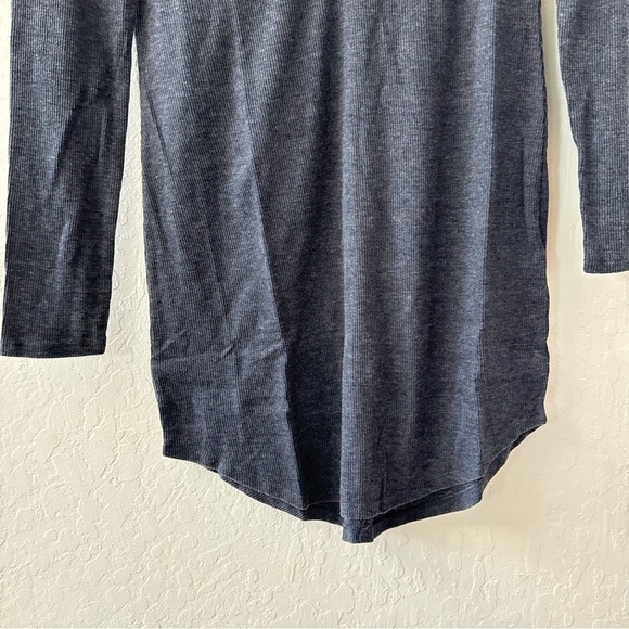 Chaser Navy Blue Ribbed Shirttail Button Front Snap Closure Long Sleeve Dress S - Picture 4 of 6